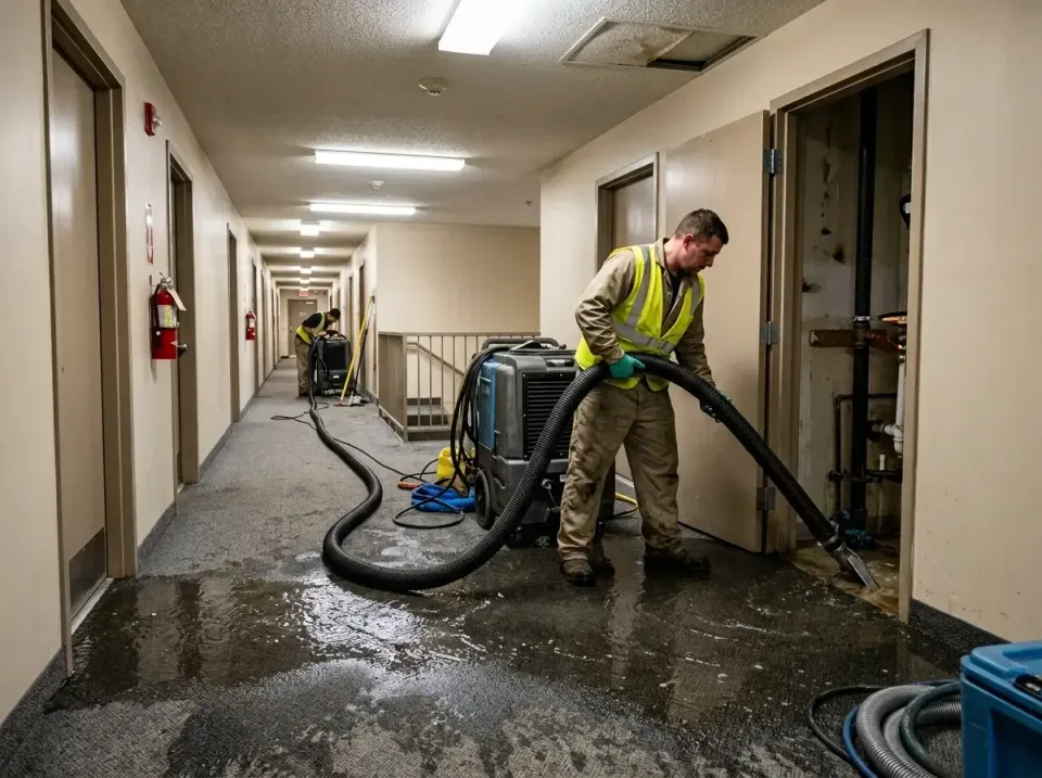 multi-unit-apartment-hallway-f-005 — frequently asked questions, Emergency Burst Pipe Water Extraction & Removal in French I…